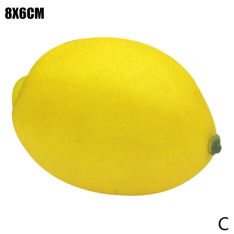 Plastic Simulation Artificial Fruits Watermelon Apple Banana Pear Decoration Peach Orange Lemon Mango Accessories Home Grap S6R7: yellow lemon