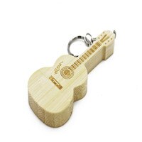 (Over 1 Pcs Gratis Logo) houten Gitaar Usb Flash Drive Pendrives Pen Drive 8Gb 16Gb 32Gb 64Gb Usb Stick Stick sleutelhanger: 64GB / bamboo