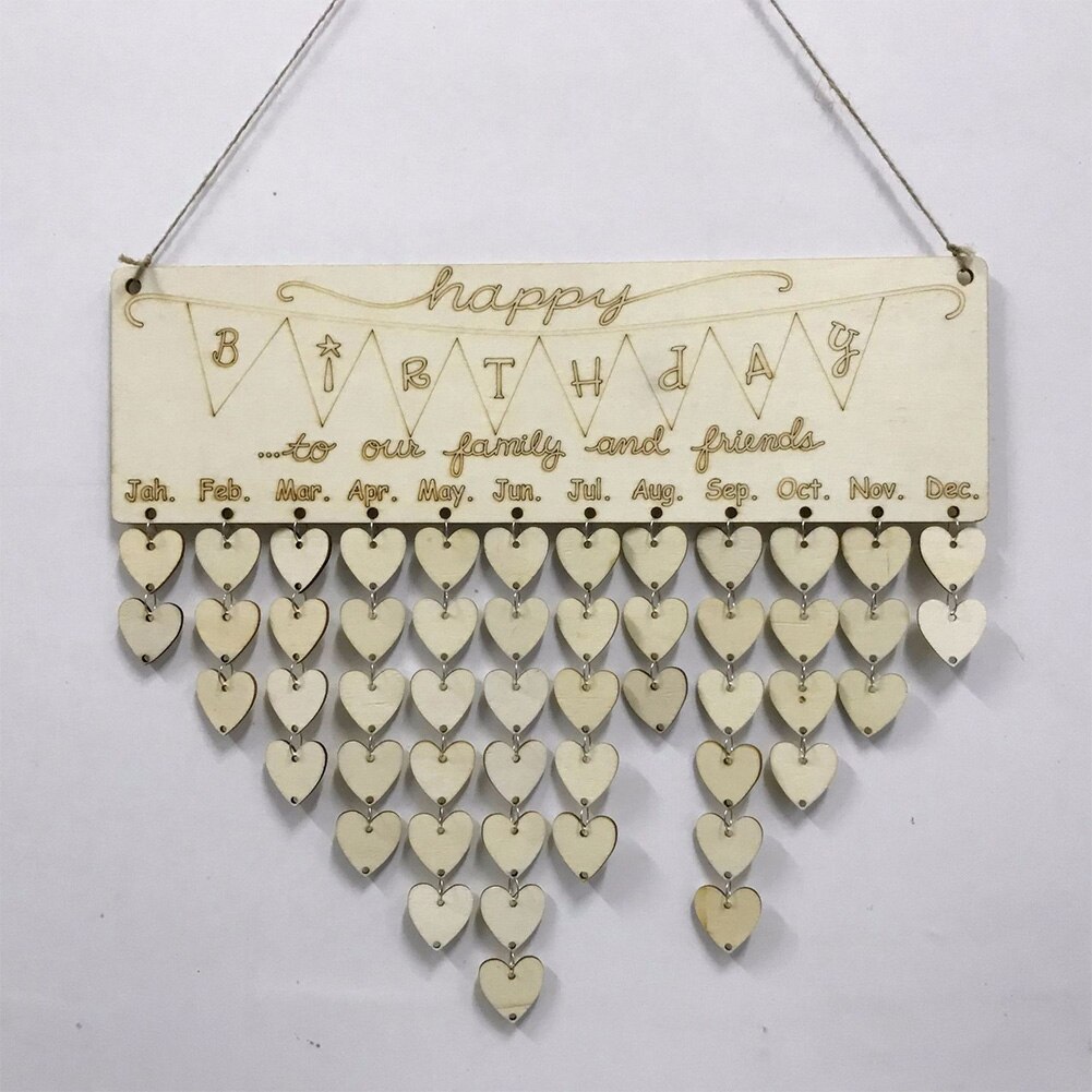 Wood Birthday Reminder Board Ply plaque Sign Family DIY Calendar Decor Hook Special Dates Planner Board Hanging