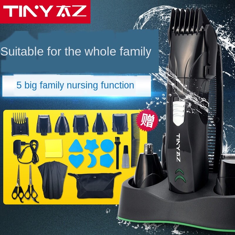5 in- in-1 elektrisch scheerapparaat, kapper, titanium baardtrimmer, scheerapparaat, neustrimmer, oplaadbaar, multifunctioneel elektrisch duwmes
