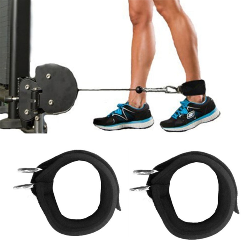 Sport ankel ankerrem dobbelt d-ring gym ben remskive rem lifting fitness elastisk slidstærkt nylon bælte 73*5.5cm