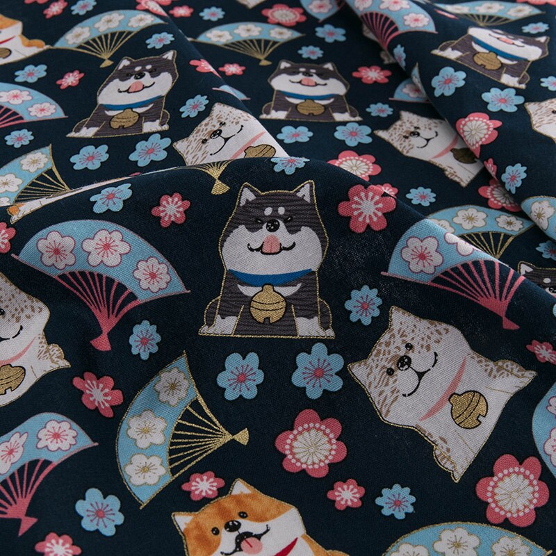 Tecido para cães de algodão shiba inu impressão tecido para costura vestido e sacos diy material caseiro vários tamanhos S33-TJ1027