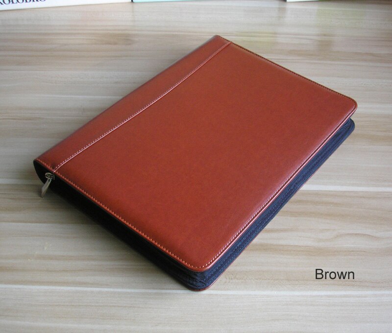 A4 erweitert dateiordner organizer reißverschluss dokumentenmappe für ipad Portfolio padfolio mit notizblock Notizbuch stiftschlaufe Halfter 1311: Braun