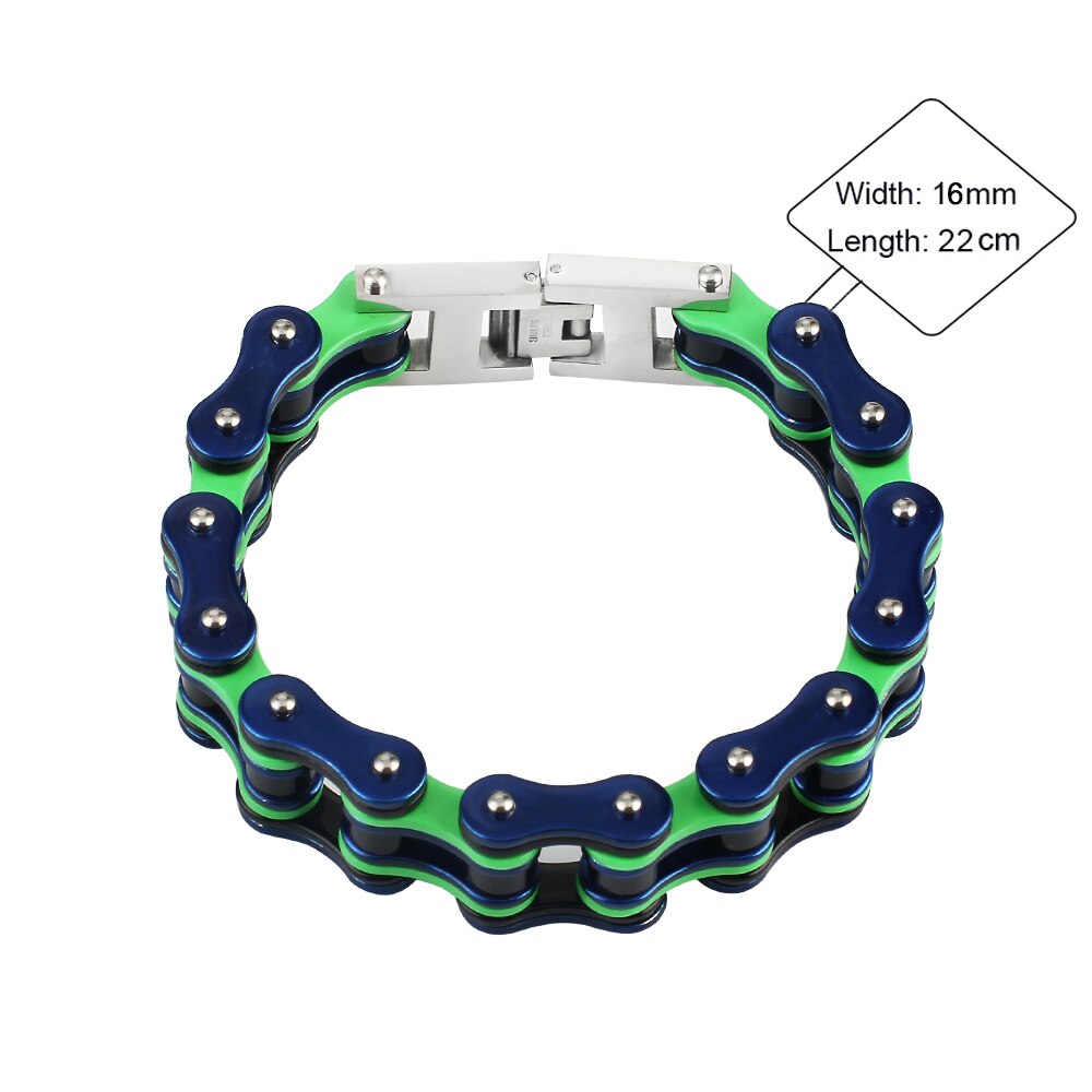 Voor Mannen En Vrouwen Armband 316L Rvs Blauw Groen Motorrijder Fiets Kettingen Armbanden Hip Hop Heren Sieraden