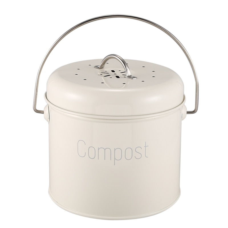 Compost Bin 3L-Acero inoxidable cocina Compost Bin-cocina Composter para residuos de alimentos-filtro de carbón