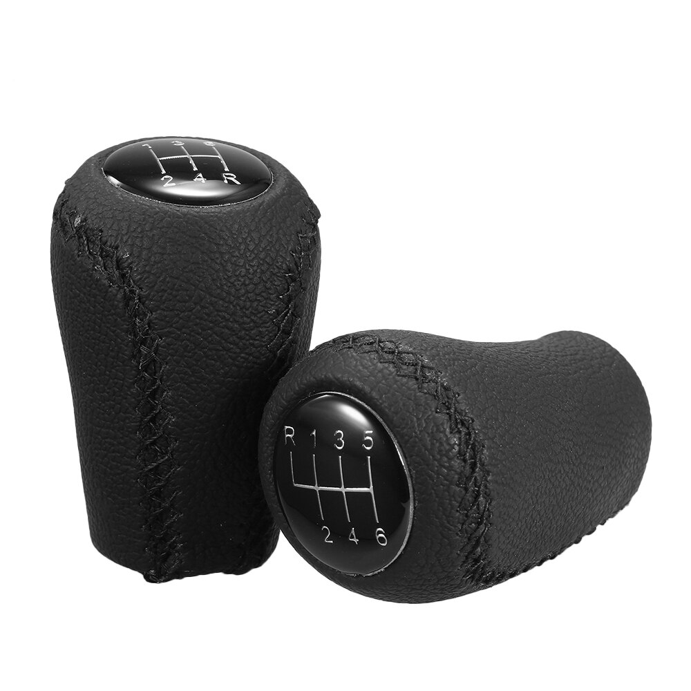 Handleiding Auto Versnellingspook Knop met Zwart PU Lederen Knop Cover Boot Cover voor A = UDI A3 S3 8P Interieur Vervangende Onderdelen (6 Snelheid