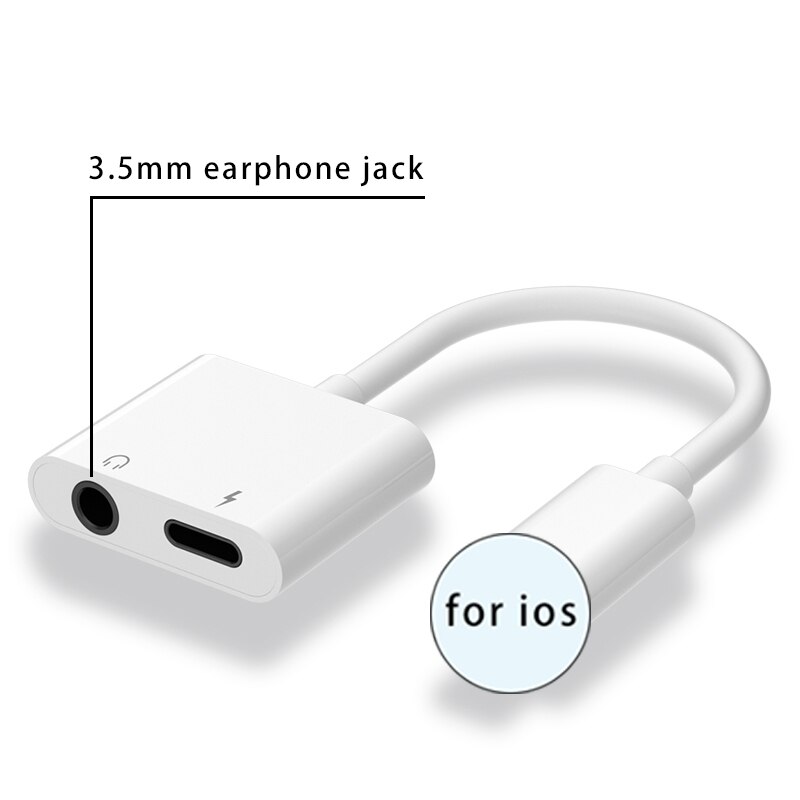 2 In 1 Voor Iphone 12 Pro Max Audio Adapter Aux Jack Headset Opladen Oortelefoon Kabel Voor 3.5 Mm Tot hoofdtelefoon Splitter: 3.5mm Jack