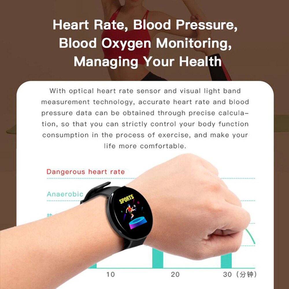 2 PCS D18 Heart Rate Smart Bracelet Man Activity Tracker Smartwatch Sports Tracker Smart Band Wristwatch for Android IOS