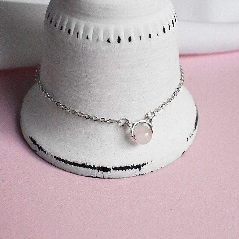 La Monada Schmuck Frauen Zubehör Minimalismus Rosa Perle Katze Ohr Armbänder Frauen 925 Sterling Silber Armbinde modisch