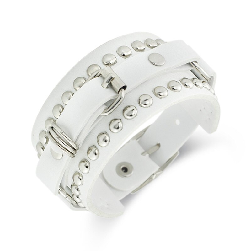 Pulseira de couro unissex punk rivet, pulseiras e braceletes góticos para homens e mulheres s331