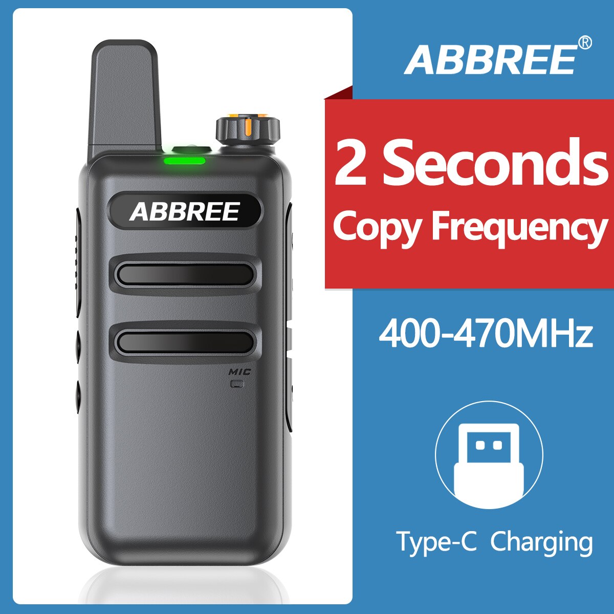ABBREE AR-F19 Scanner Frequency Walkie-talkie Automatic Wireless Copy Frequency Powerful support USB Charging Radio for BF-888S