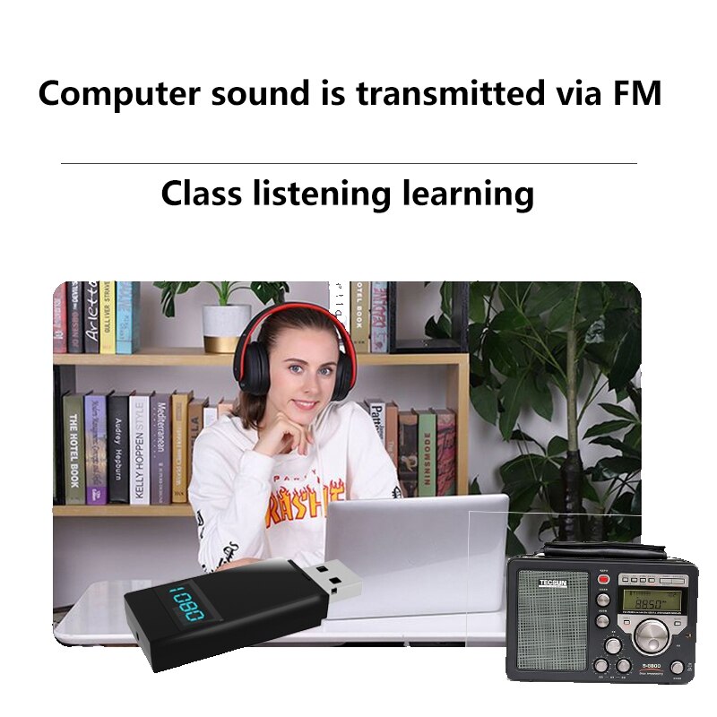 Bluetooth 5.0 o modtager fm sender mini o sender håndfri telefonopkald aux musik modtager til tv pc bil