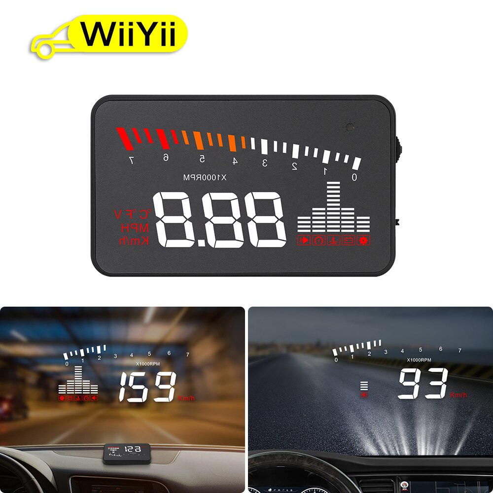 Wiiyii X5 OBD2 Head-Up Display Snelheidsmeter Voorruit Projector Rpm Snelheid Alarm Auto Eu Obd Hud Display Auto elektronische