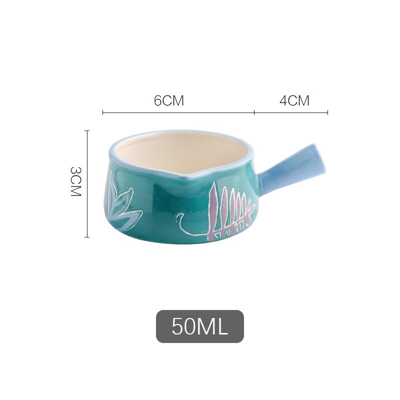 Ceramic Mini Milk Jug With Handle Japanese Sauce Saucer Coffee Sugar Bubble Pot Flower Pattern Kitchen Tableware: M