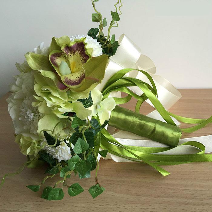 Kyunovia elegancki hortensja bukiety ślubne symulowane chryzantemy Cymbidium bukiety ślubne ręcznie druhna bukiet D64: kolor 1