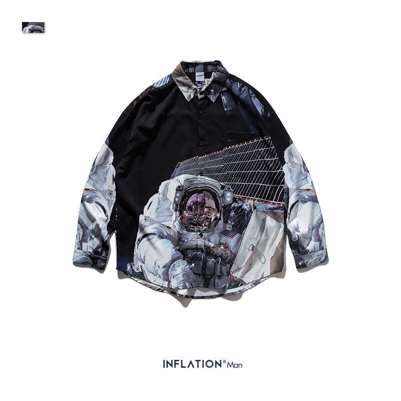 INFLATIE Mannen Herfst Shirt Digital Printing Mannen Harajuku Shirt Lange Mouw Street Wear Oversized Mannen Shirt 92147W