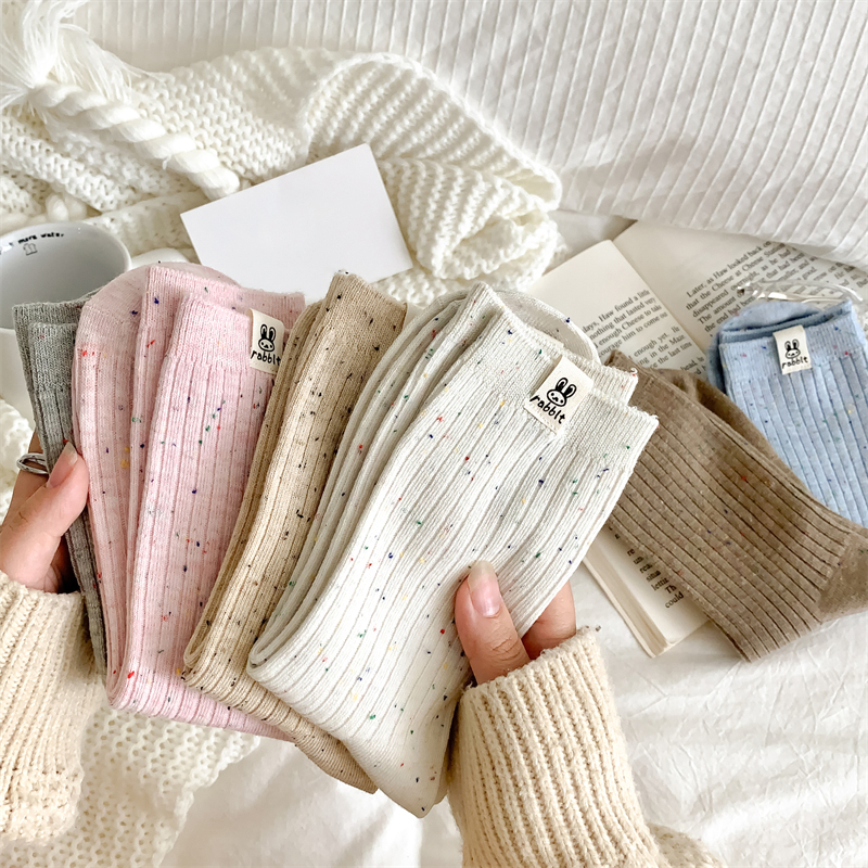 Calcetines de estilo coreano para mujer, medias informales, transpirables, con puntos, de dibujos animados, cálidos, cómodos y suaves, novedad