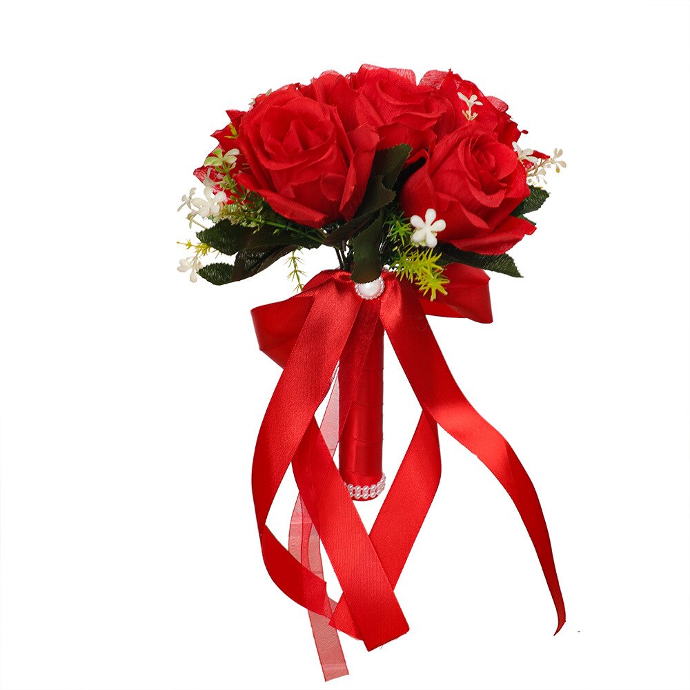 Bruidsboeket Bruidsboeket Zijde Kunstbloemen Bruidsboeketten Hortensia Rozen Calla Voor Bruiloft Accessoires: Rood