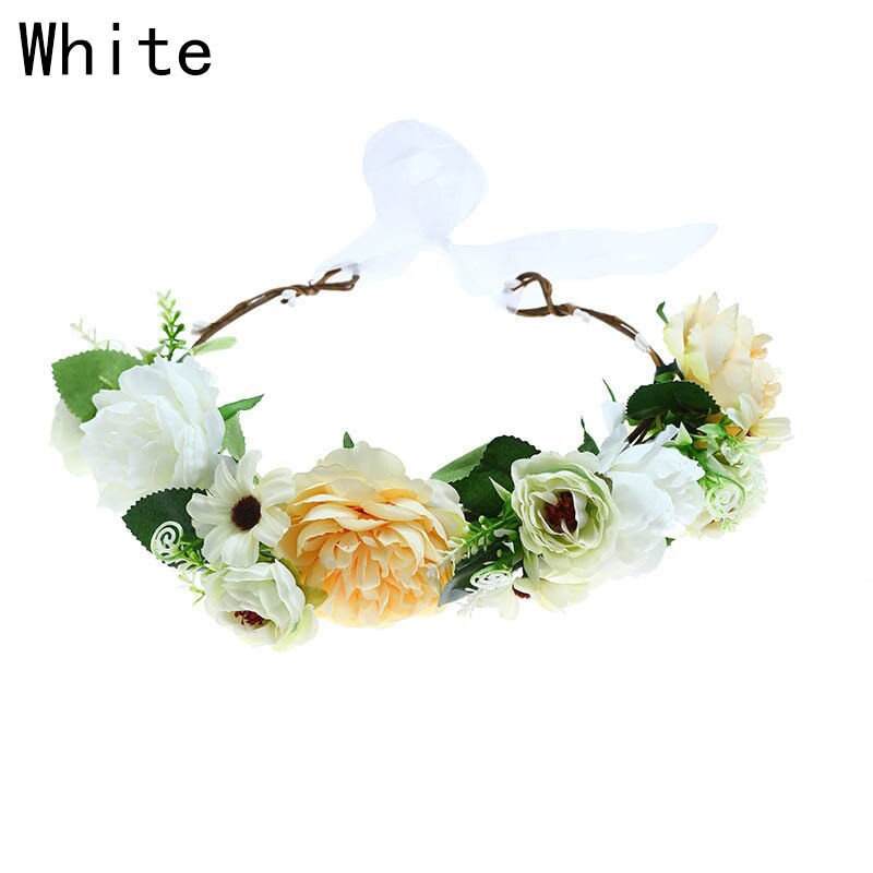 Lente Bohemian Bloem Kronen Strand Bloemen Guirlande Romantische Rose Bruiloft Kransen Haarband Hoofdband Bruid Haar Hoepel Accessoires