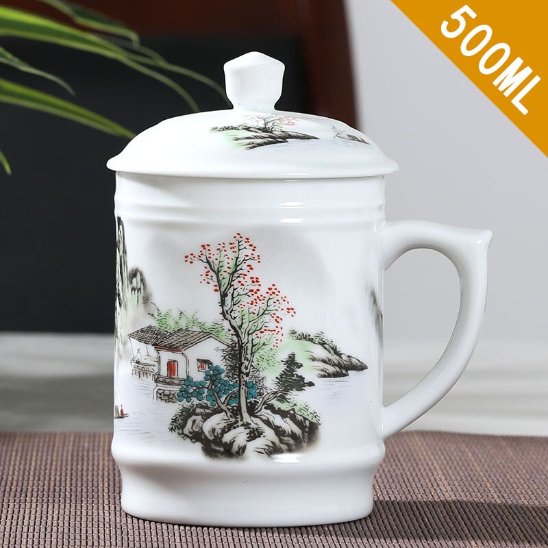 Jingdezhen Ceramic With cover Teacups Hand Painted Flower Pattern Master Teacup Boutiques Tea Ceremony Accessories Supplies: G  8.5X15CM  500ML