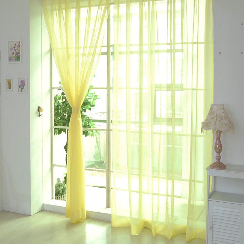 2 PCS 100x270cm rainbow Curtain Pure Color Tulle Door Window Curtain Drape Panel Sheer Scarf Valances Modern bedroom Living Room