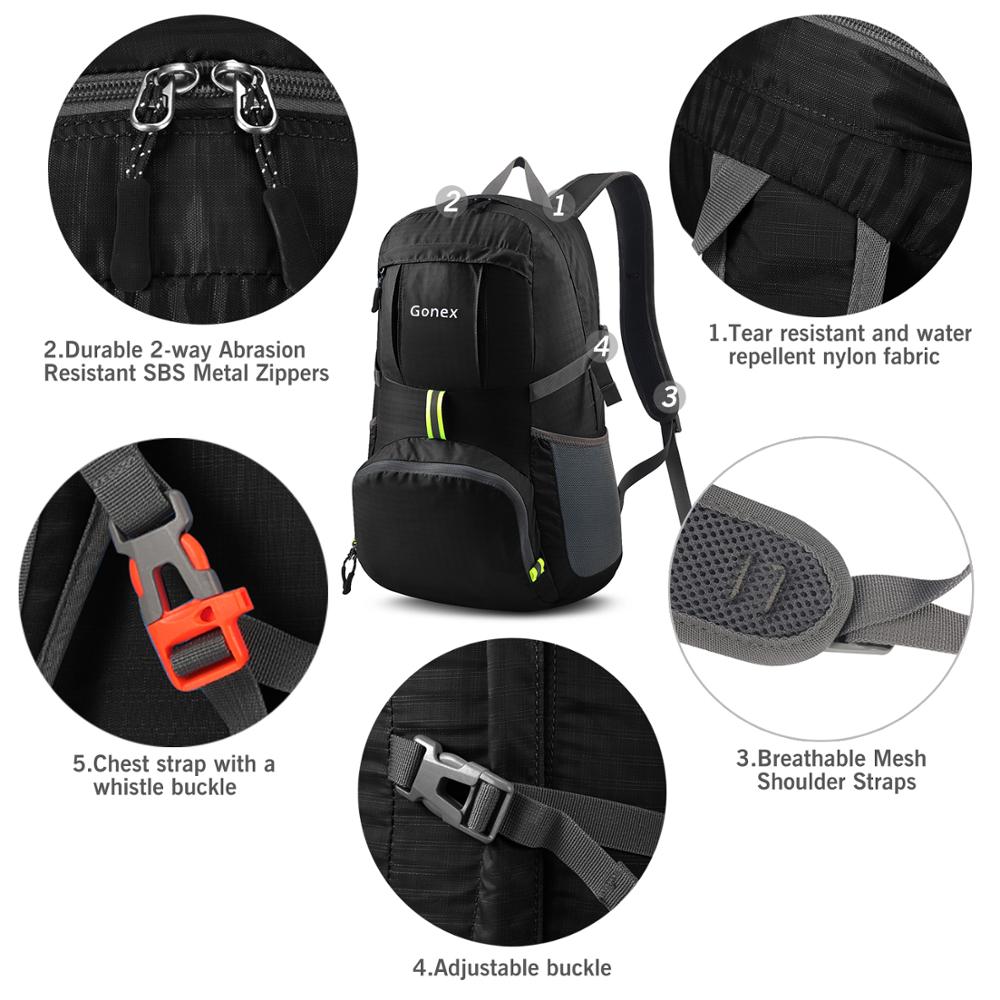 Gonex 35L Reisen Rucksack draussen Gepäck Tasche Faltbare Camping lässig Rucksäcke Daypack Für Schule Reise Wandern Ich bin Freien