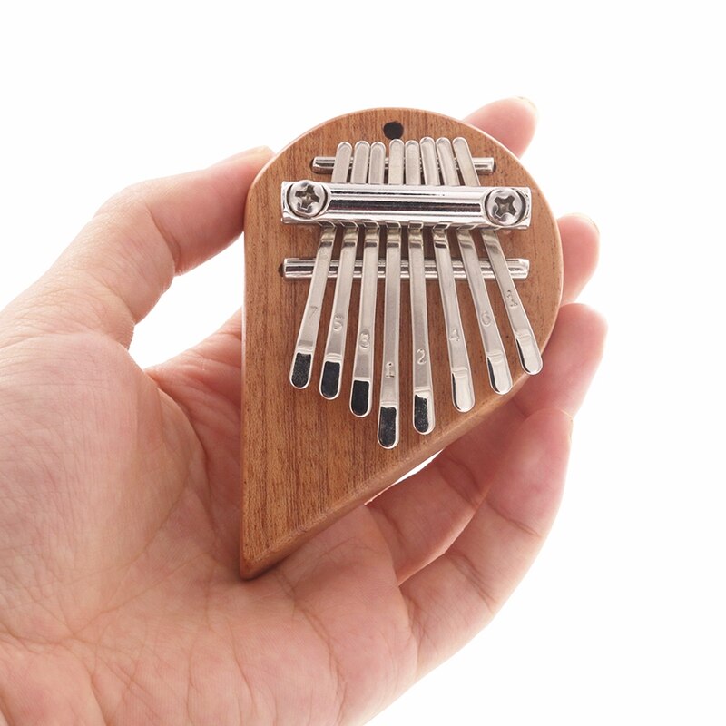 8 Key Mini Kalimba Solid Wood Half Heart Portable Finger Piano Marimba Pendant For Musical Accessory
