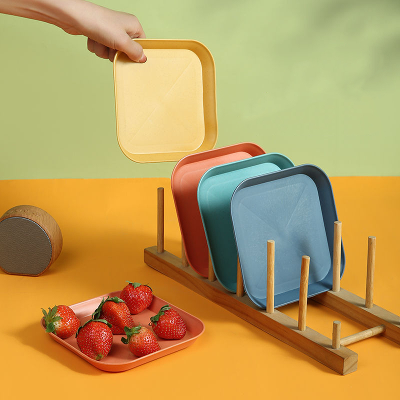 Wheat Straw Plate Eco-Friendly Multifunction Plate Unbreakable Cake Snacks Plate Dining Table Garbage Tray Spit Bone Dish