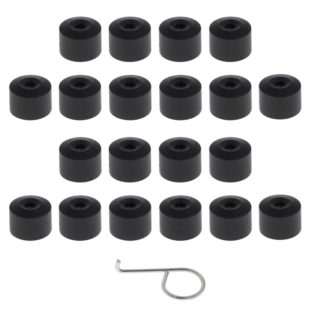 20 Pieces Car Wheel Tyre Hub Screw Bolt Nut 17mm Plastic Caps for VW: Black