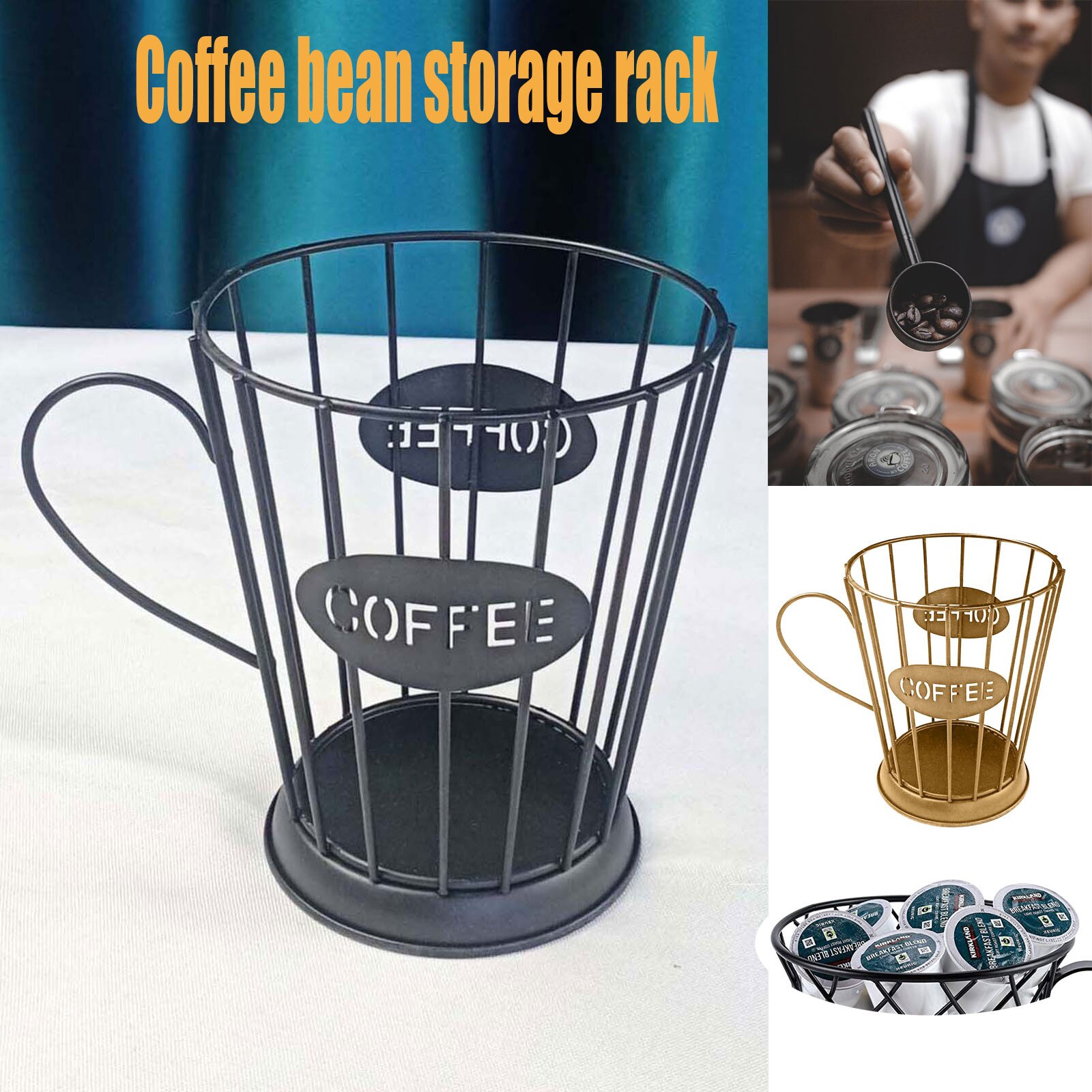 Universal Coffee Capsule Storage Basket Coffee Cup Basket Vintage Coffee Pod Organizer Holder Black For Home Cafe Hotel#g35