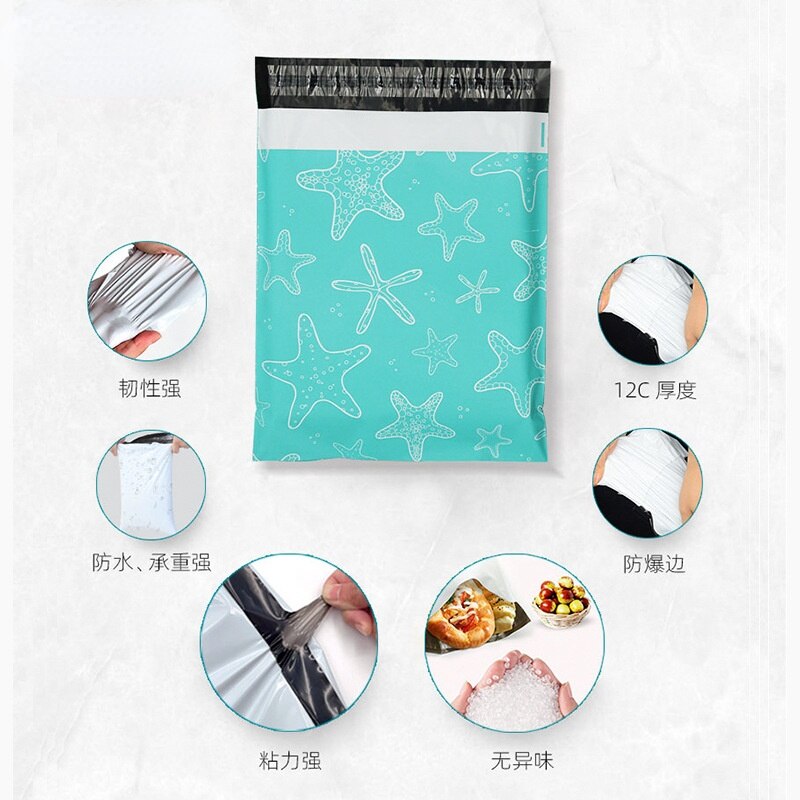 100pcsLarge express bag thickened plastic waterproof logistics packaging bag cyan package transportation bag