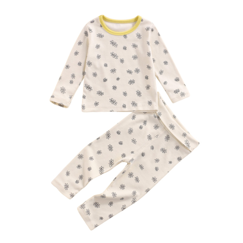 Top + pantaloni a manica lunga per bambina, pigiama primavera stile Casual elastico a vita larga con stampa floreale: 2 / 6-12 Months