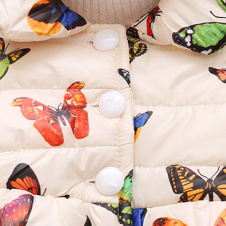 Babymeisjesjas herfst winter vlinderprintjas voor meisjesjas kinderen warme capuchon bovenkleding kinderen peuterkleding