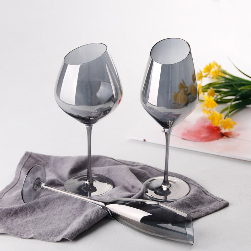 Champagneglas sølv røg grå plating drikke vinglas riste fløjter bryllup dekoration