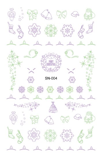 Sn luminous series nail art stickers tips dekoration negle wraps harajuku glædelig jul xmas musik manicura klistermærker: Sn -004