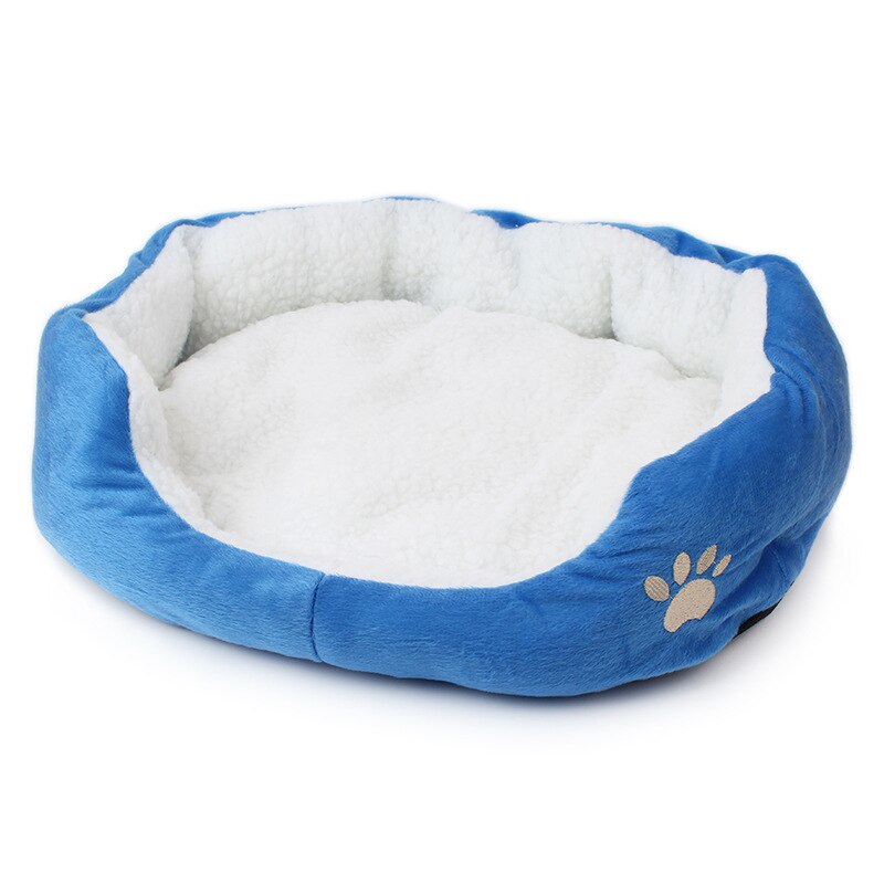 Hundsängar för små medelstora hundar varm fleece hundsäng rund husdjursstol kudde hundar katt vinter hund kennel valpmatta husdjurssäng: Blå / 50 x 40cm