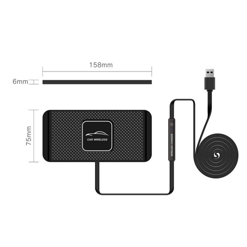 Qi Wireless Car Charger Telefoon Snel Opladen Non-Slip Pad Mat Voor Telefoon Samsung