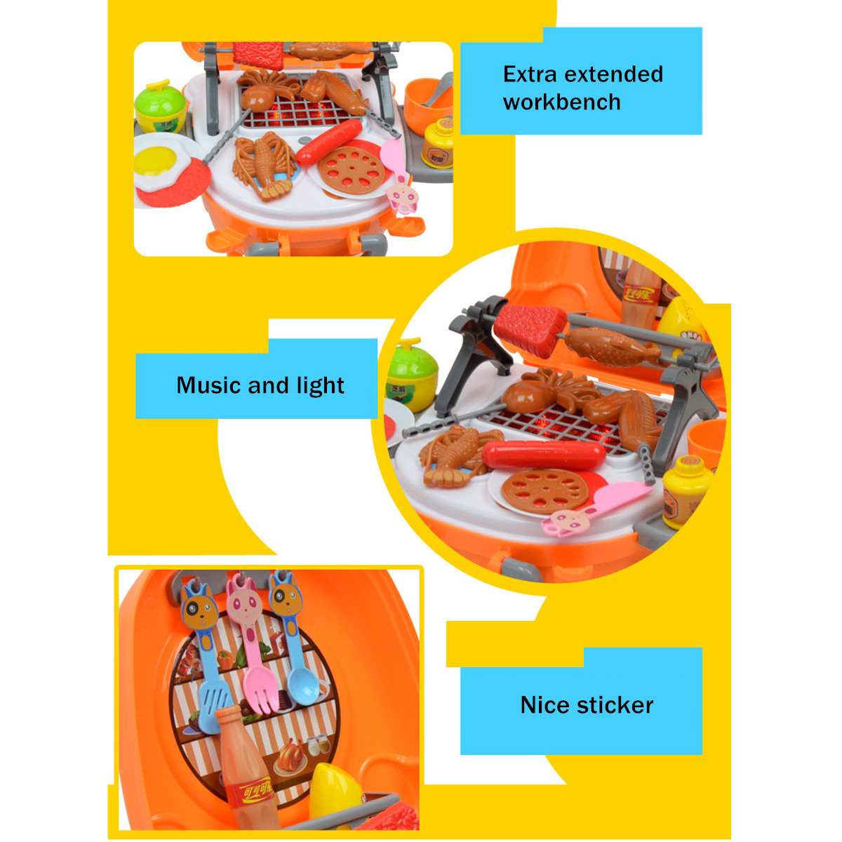 Outdoor Barbecue Kachel Onderwijs Koken Met Muziek Licht Speelgoed Simulatie keuken kinderen Barbecue String BBQ Speelgoed Set
