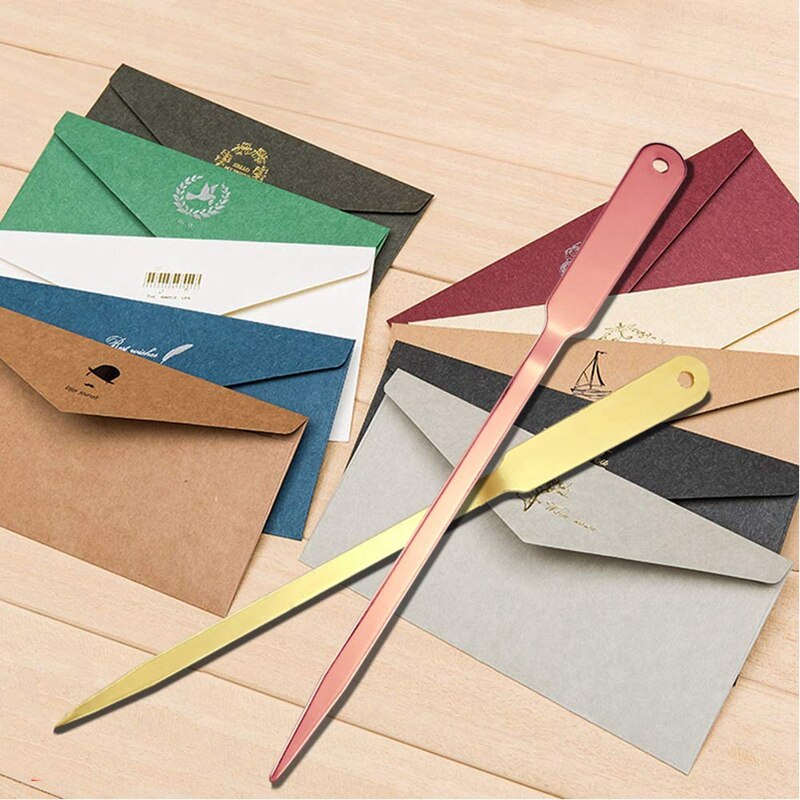 4 PCS Envelope Opener Letter Openers Stainless Steel Hand Letter Envelope Slitter Letter Openers (Rose Gold and Gold)