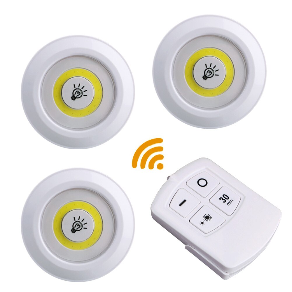 3PCS Onder Kast Licht Draadloze Smart LED Night Lamp Batterij Afstandsbediening Lamp voor Keuken Kast Trap Gang: Round