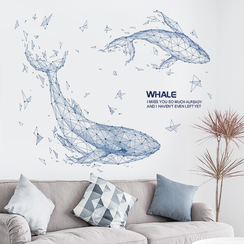 Slaapkamer Decoratie Creatieve Persoonlijkheid 3D Muur Plakken Plakken Diy Behang Stickers Decoratie Dolfijnen Vis