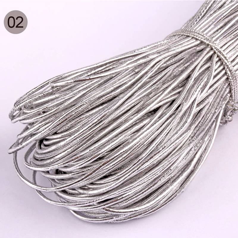 1Mm 1.5Mm Goud Zilver Ronde Elastische Lint Naaien Elastische Band Fiat Rubber Voor Taille Band Stretch Touw Diy kerst Decoratie: Silver / 1.5mm x 5yards