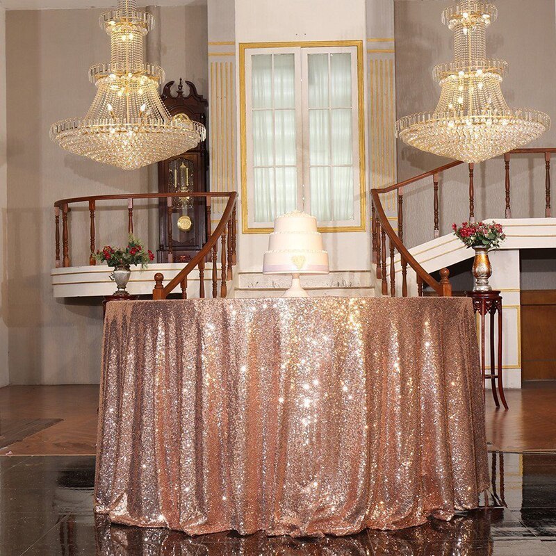 Table Cover Wedding Party Round Table skirt Sequin Tablecloth Rectangular stretche Table Skirt Cloth Glitter Table Home