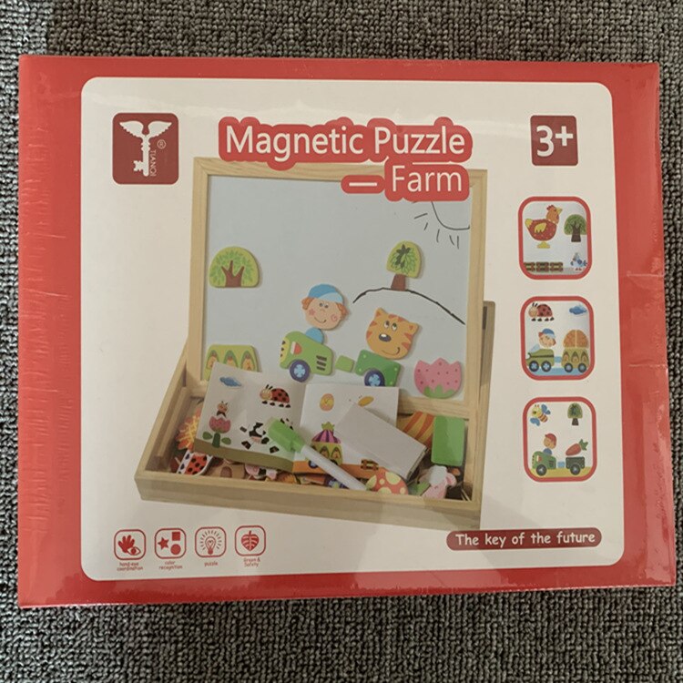 Holz Bauernhof Paradise Magnetische Puzzles doppelseitige Puzzle Bord kinder Pädagogisches Spielzeug: English farm section