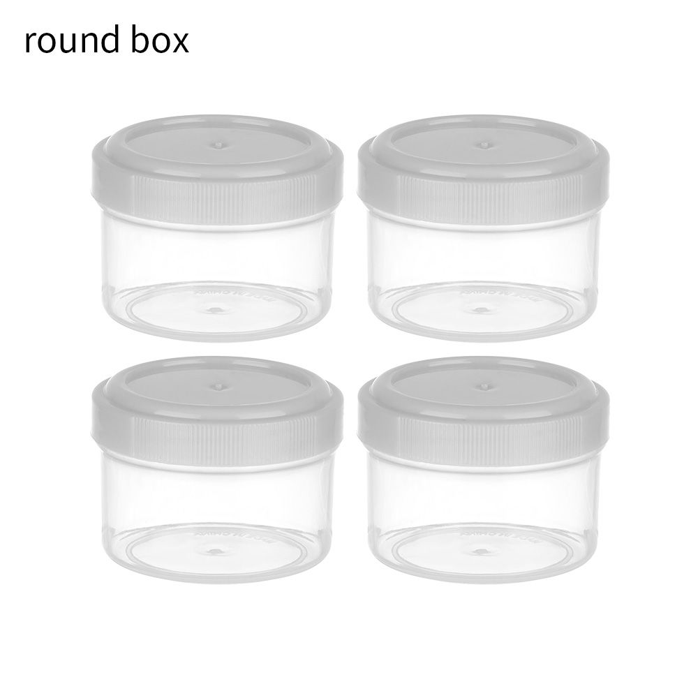 4PCS/Set Bento Seasoning Boxes Squeeze Sauce Bottle Mini Spices Jar Barbecue Picnic Accessories Transparent Easy Clean Portable: round box