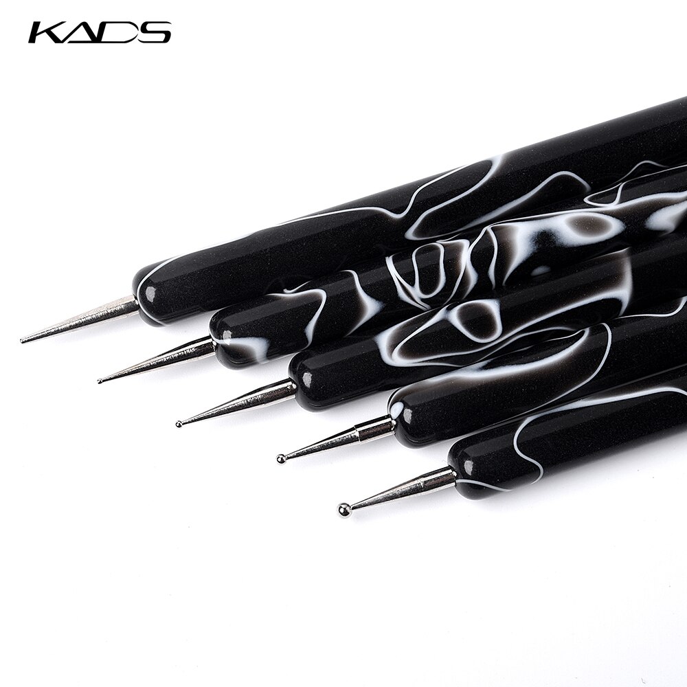 Kads 5 Stks/set 2 Way Puntjes Marbleizing Schilderen Pen Kits Tool Nail Art Dot Puntjes Tool Nail Care Manicure Tool