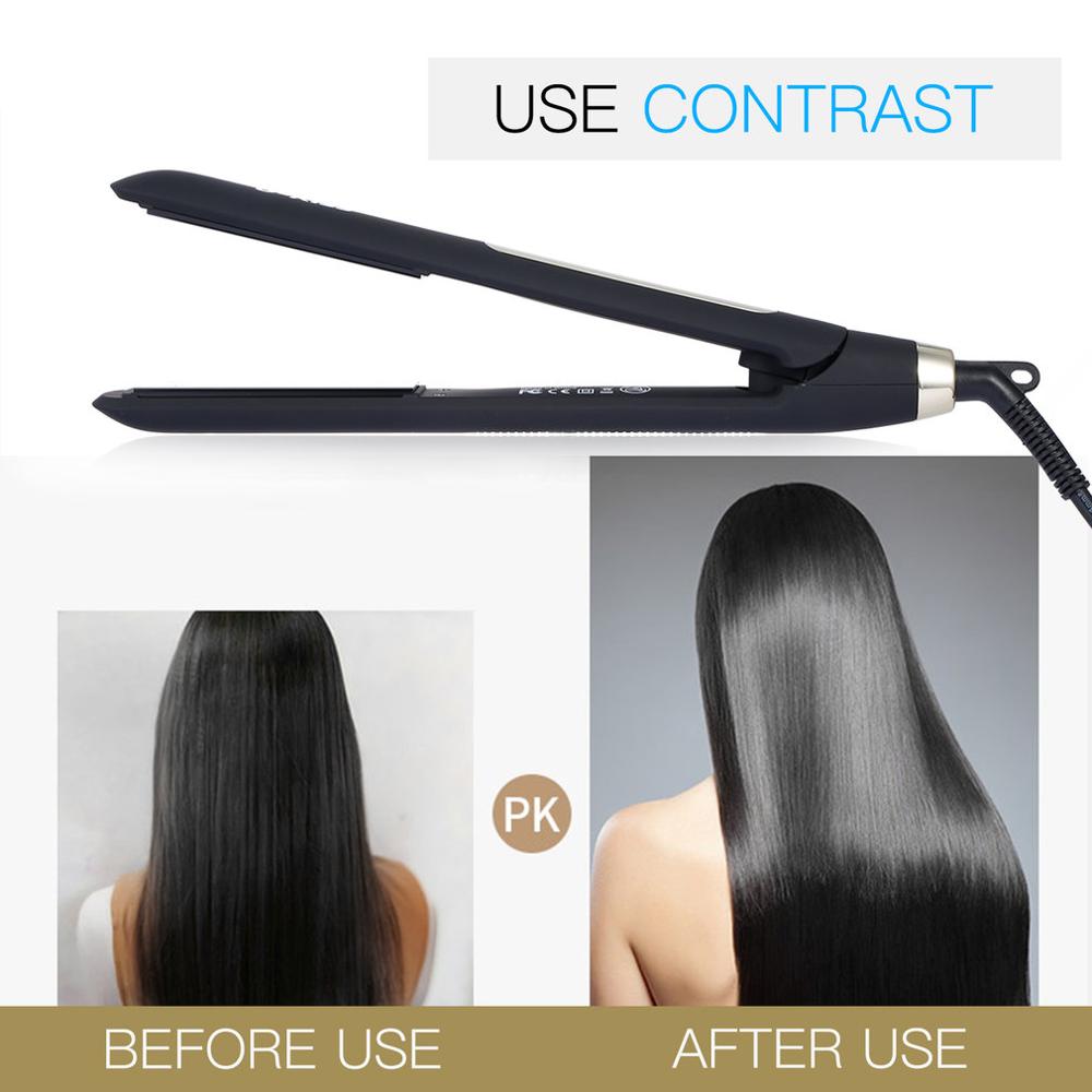 Profession Hair Straightener Ultra Thin Digital LCD Display Touch Screen Titanium Plate Swivel Cable Straightening Curling Tools