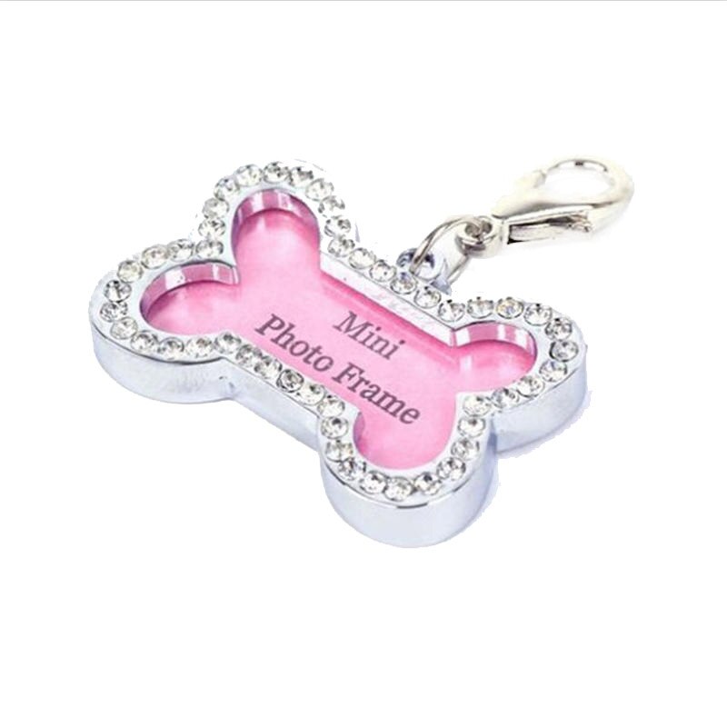 Kæledyrs-id-mærke til kat og hvalp mini anti-tabt knogleformet hund fotonavn adressebog adressemærker til hunde kæledyrshalsbånd etiket vedhæng