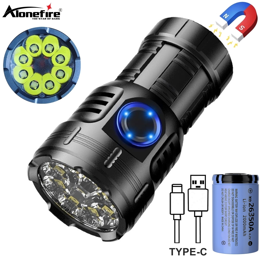 8xLed Palm linterna de alto brillo carga Usb portátil luz de Flash roja antorcha al aire libre bolsillo senderismo imán trabajo reparación de automóviles 26350