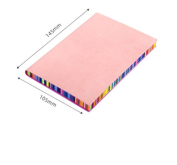 A5/A6 Soft Surface Cute Notebook 100 And Simple Notes With Rainbow Edges Thick Leather Diary Office Stationery: A6-6